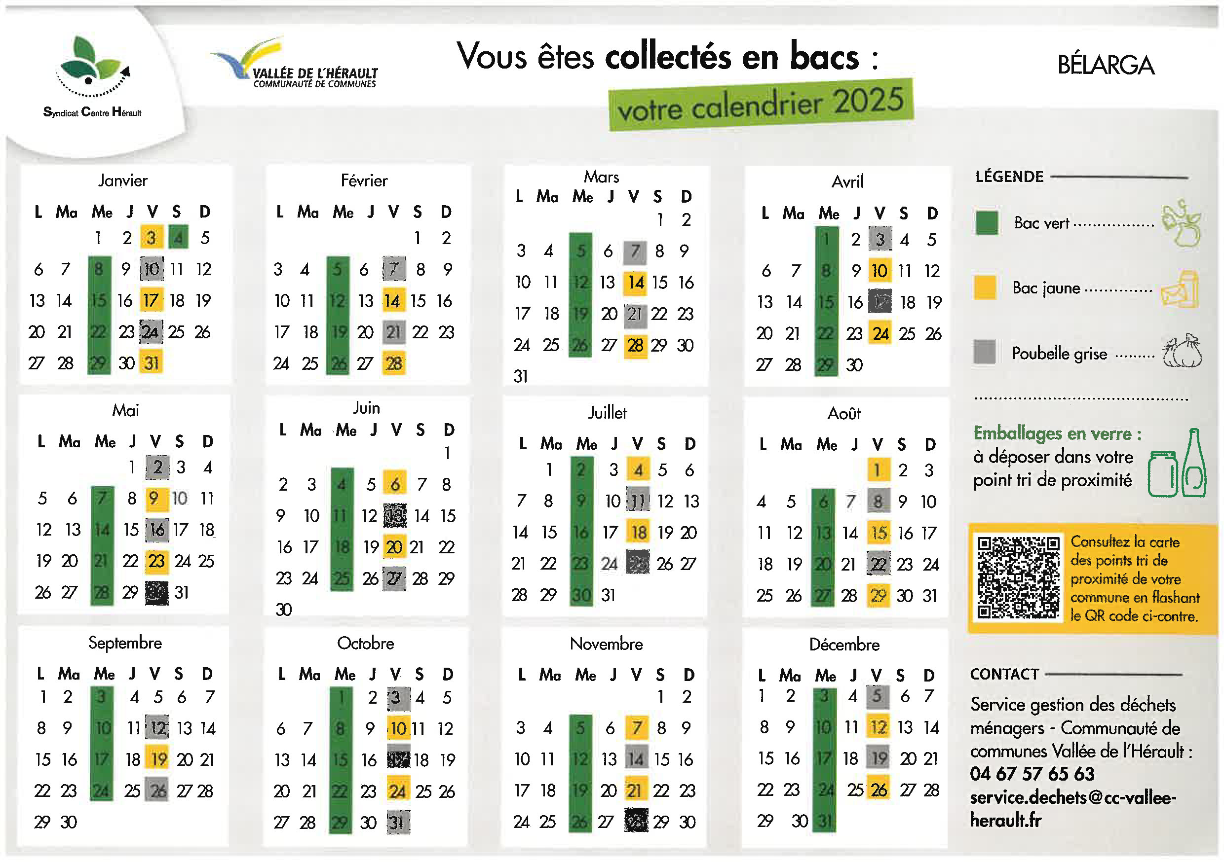 calendrier collecte belarga 2025